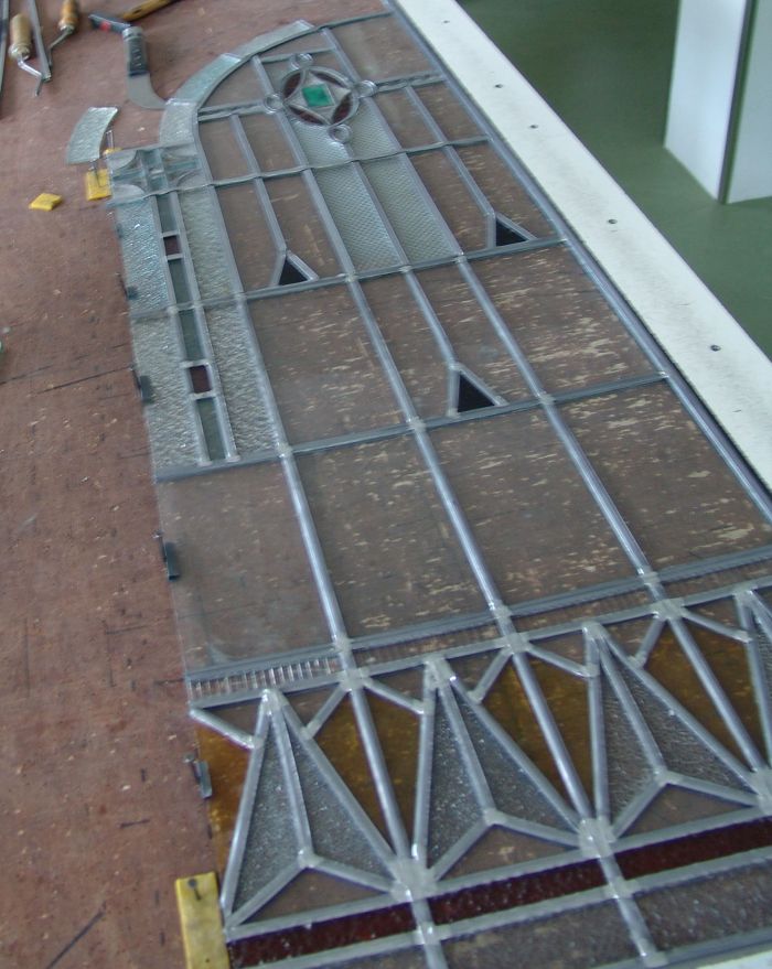 Bleiverglasung restauriert vor dem patinieren