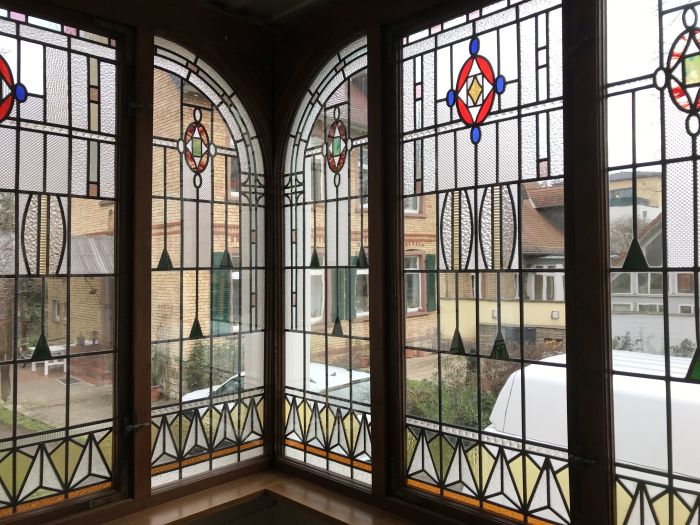 Bleiverglasung in Isolierglas im Erker