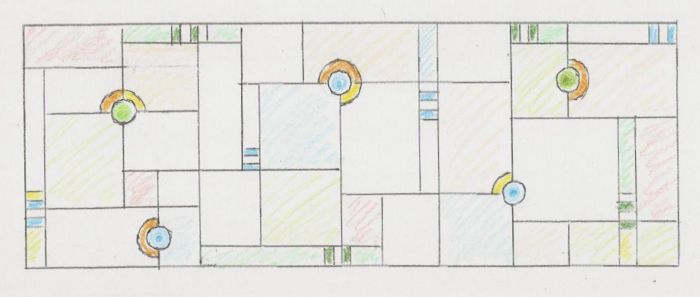 Bleiverglasung, Entwurf, 190 x 75cm